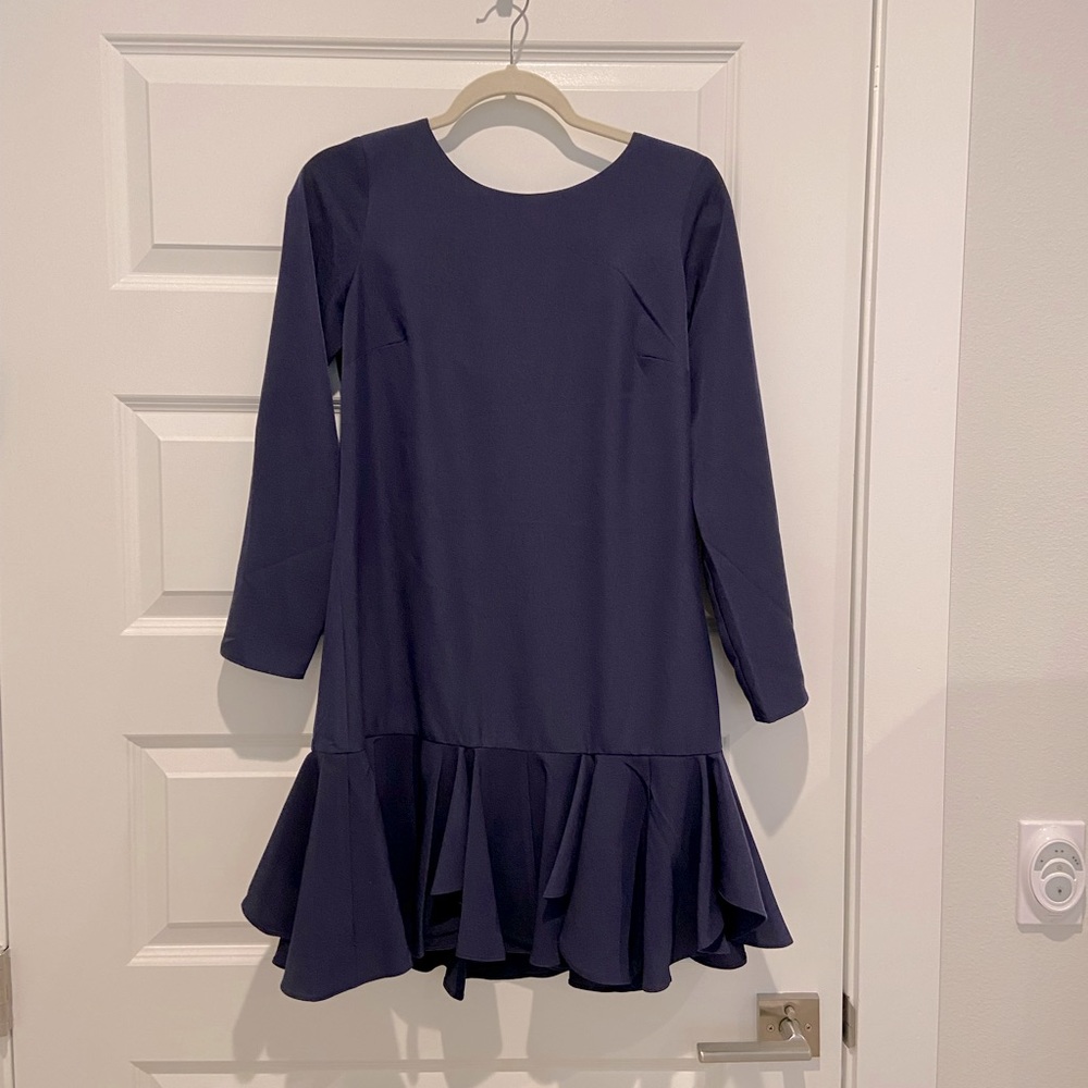 Long Sleeve Flutter Hem Dress